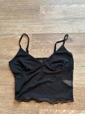 Black Cropped Cami Tank Top